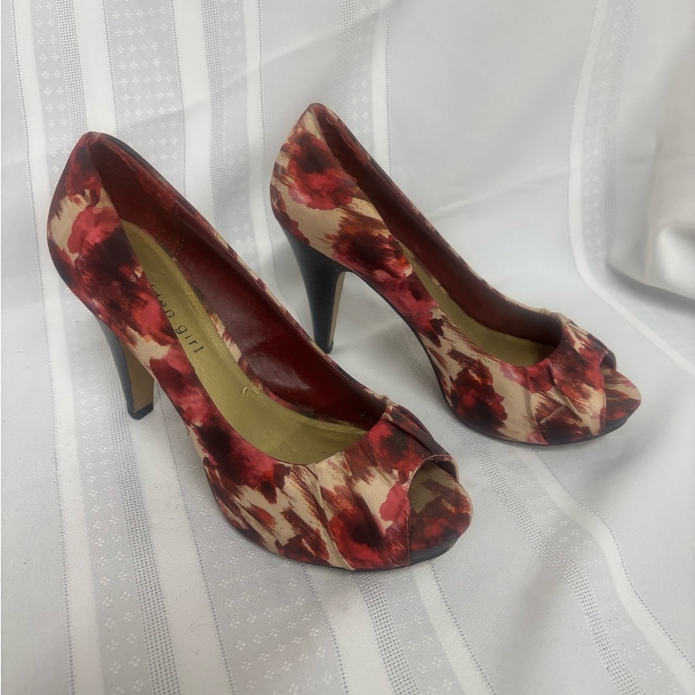Aldo Floral High Heeled Peep Toe Pumps